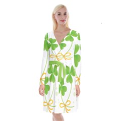 Flower Floralleaf Green Reboon Long Sleeve Velvet Front Wrap Dress by Mariart