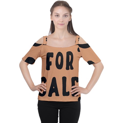 For Sale Sign Black Brown Women s Cutout Shoulder Tee by Mariart