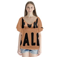 For Sale Sign Black Brown Flutter Sleeve Top