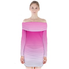 Gradients Pink White Long Sleeve Off Shoulder Dress