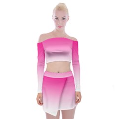 Gradients Pink White Off Shoulder Top With Skirt Set