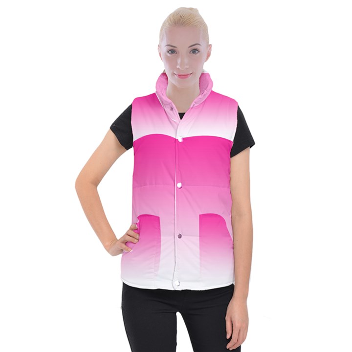 Gradients Pink White Women s Button Up Puffer Vest