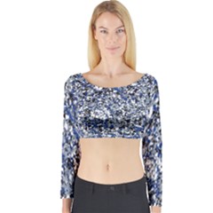 Electric Blue Blend Stone Glass Long Sleeve Crop Top by Mariart