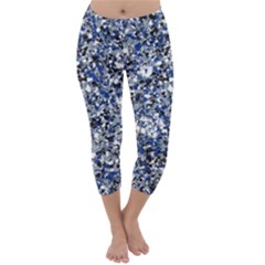 Electric Blue Blend Stone Glass Capri Winter Leggings  by Mariart