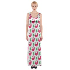 Fruit Pink Green Mangosteen Maxi Thigh Split Dress by Mariart