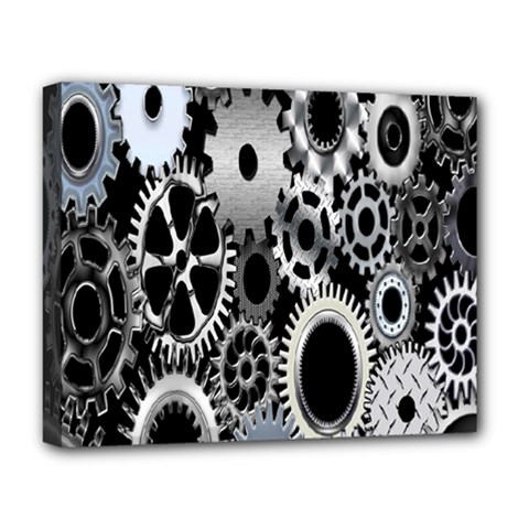 Gears Technology Steel Mechanical Chain Iron Deluxe Canvas 20  X 16   by Mariart