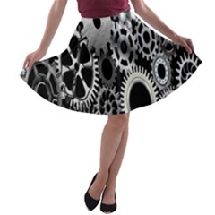 Gears Technology Steel Mechanical Chain Iron A-line Skater Skirt by Mariart