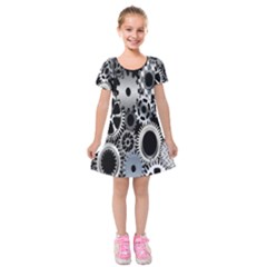 Gears Technology Steel Mechanical Chain Iron Kids  Short Sleeve Velvet Dress