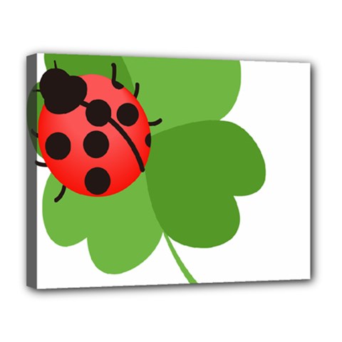 Insect Flower Floral Animals Green Red Canvas 14  X 11  by Mariart