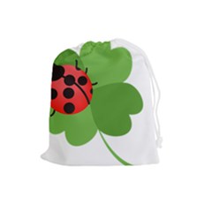 Insect Flower Floral Animals Green Red Drawstring Pouches (large)  by Mariart