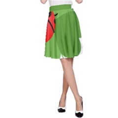 Insect Flower Floral Animals Green Red A-line Skirt by Mariart