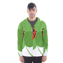 Insect Flower Floral Animals Green Red Hooded Wind Breaker (men) by Mariart