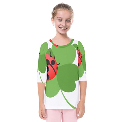 Insect Flower Floral Animals Green Red Kids  Quarter Sleeve Raglan Tee by Mariart