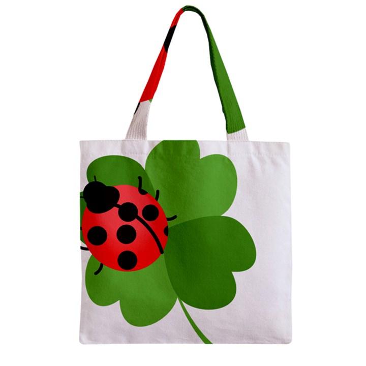 Insect Flower Floral Animals Green Red Zipper Grocery Tote Bag