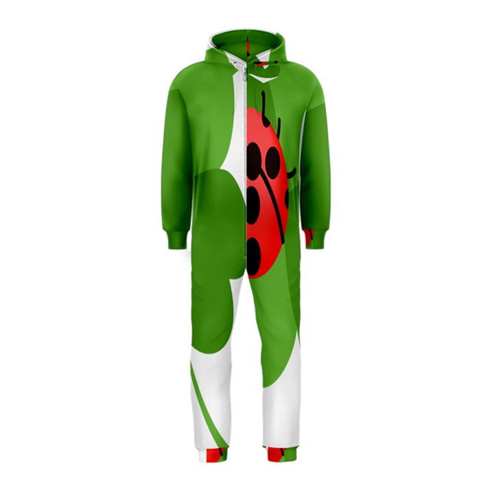 Insect Flower Floral Animals Green Red Hooded Jumpsuit (Kids)