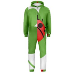 Insect Flower Floral Animals Green Red Hooded Jumpsuit (men)  by Mariart