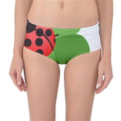 Insect Flower Floral Animals Green Red Mid-waist Bikini Bottoms by Mariart