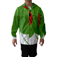 Insect Flower Floral Animals Green Red Hooded Wind Breaker (kids) by Mariart