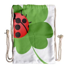 Insect Flower Floral Animals Green Red Drawstring Bag (large) by Mariart