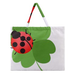 Insect Flower Floral Animals Green Red Zipper Large Tote Bag by Mariart