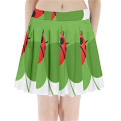 Insect Flower Floral Animals Green Red Pleated Mini Skirt by Mariart