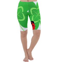 Insect Flower Floral Animals Green Red Line Cropped Leggings  by Mariart