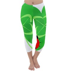 Insect Flower Floral Animals Green Red Line Capri Winter Leggings  by Mariart