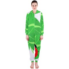 Insect Flower Floral Animals Green Red Line Hooded Jumpsuit (ladies)  by Mariart