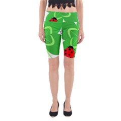 Insect Flower Floral Animals Green Red Line Yoga Cropped Leggings by Mariart