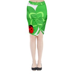 Insect Flower Floral Animals Green Red Line Midi Wrap Pencil Skirt