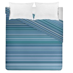 Horizontal Line Blue Duvet Cover Double Side (queen Size)