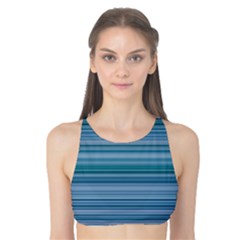 Horizontal Line Blue Tank Bikini Top by Mariart