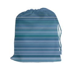 Horizontal Line Blue Drawstring Pouches (xxl)