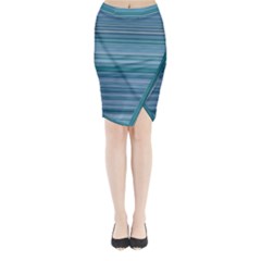 Horizontal Line Blue Midi Wrap Pencil Skirt