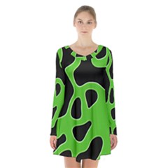 Abstract Shapes A Completely Seamless Tile Able Background Long Sleeve Velvet V-neck Dress