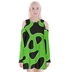 Abstract Shapes A Completely Seamless Tile Able Background Velvet Long Sleeve Shoulder Cutout Dress by Nexatart