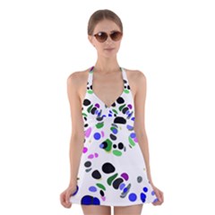 Colorful Random Blobs Background Halter Swimsuit Dress by Nexatart