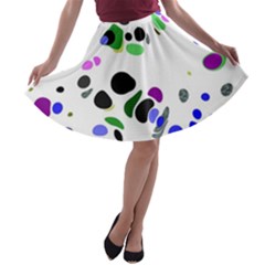 Colorful Random Blobs Background A-line Skater Skirt by Nexatart