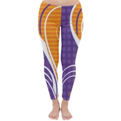 Leaf Polka Dot Purple Orange Classic Winter Leggings by Mariart