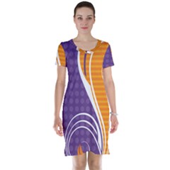 Leaf Polka Dot Purple Orange Short Sleeve Nightdress by Mariart