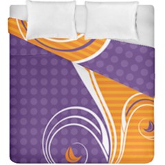 Leaf Polka Dot Purple Orange Duvet Cover Double Side (king Size) by Mariart