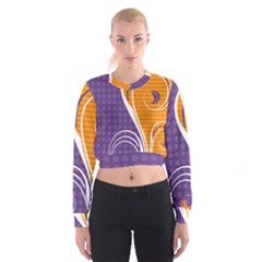 Leaf Polka Dot Purple Orange Women s Cropped Sweatshirt by Mariart