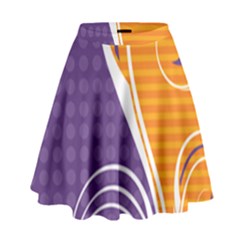 Leaf Polka Dot Purple Orange High Waist Skirt by Mariart