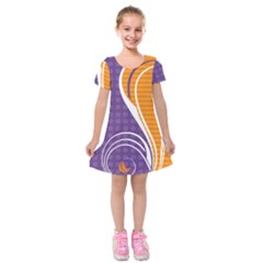 Leaf Polka Dot Purple Orange Kids  Short Sleeve Velvet Dress by Mariart