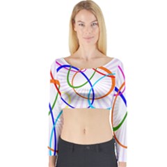 Abstract Background With Interlocking Oval Shapes Long Sleeve Crop Top by Nexatart