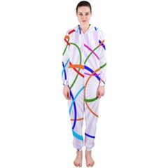 Abstract Background With Interlocking Oval Shapes Hooded Jumpsuit (ladies)  by Nexatart