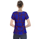 Line Plaid Red Blue Short Sleeve Front Detail Top View2