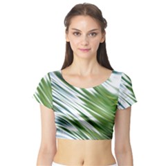 Fluorescent Flames Background Light Effect Abstract Short Sleeve Crop Top (tight Fit) by Nexatart