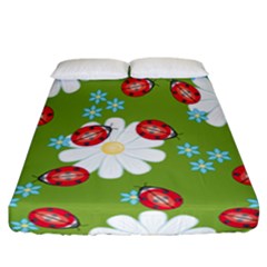 Insect Flower Floral Animals Star Green Red Sunflower Fitted Sheet (california King Size) by Mariart