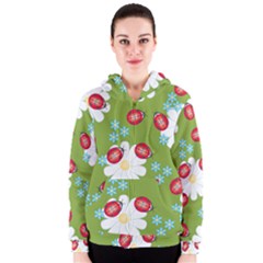 Insect Flower Floral Animals Star Green Red Sunflower Women s Zipper Hoodie by Mariart